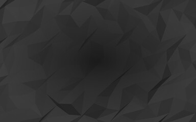 Obraz premium Black abstract background. Lowpoly backdrop. Gloomy crumpled paper. 3D illustration