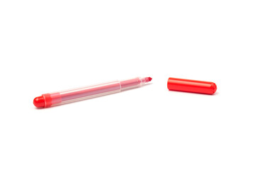Red marker pen on isolated background with clipping path. Vivid highlighter and blank space for your design or montage.