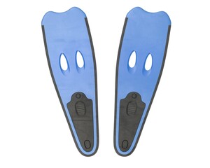 3D render of blue diver flippers isolated on white