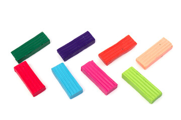 Сolorful plasticine isolated on white background. Space for text