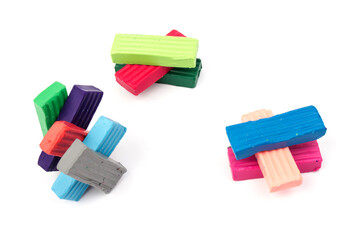 Сolorful plasticine isolated on white background. Space for text