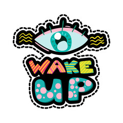 Eye with lettering dash line sticker
