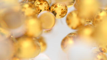 Abstract gold and glass spheres background. Beautiful wallpaper design.