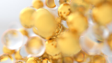 Abstract gold and glass spheres background. Beautiful wallpaper design.