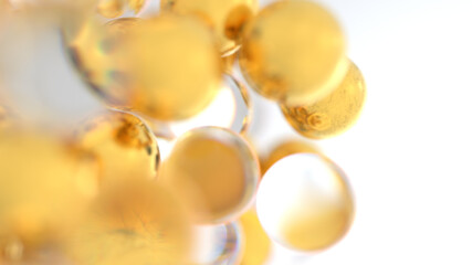 Abstract gold and glass spheres background. Beautiful wallpaper design.