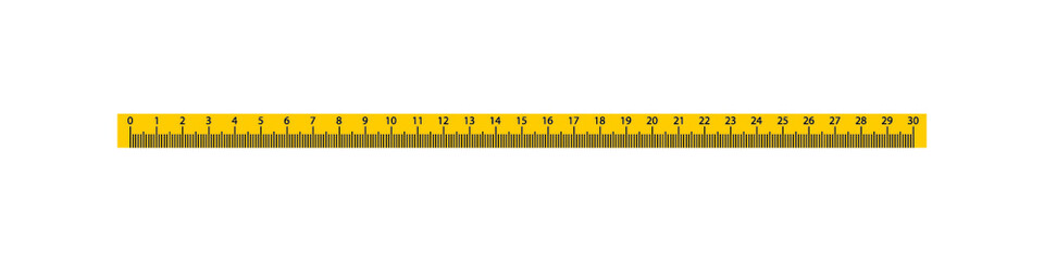 30cm Measure Tape ruler school metric measurement. Metric ruler. 30 centimeters metric vector ruler with yellow and black color. School equipment