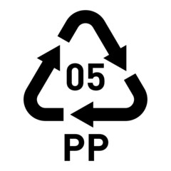 PP 05 recycling code symbol. Plastic recycling vector polypropylene sign.