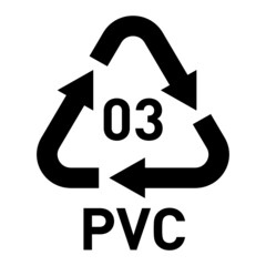 PVC 03 recycling code symbol. Plastic recycling vector polyvinyl chloride sign.