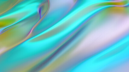 Naklejka premium Abstract liquid lava. Trendy Aqua menthe neon waves background. Beautiful 3d render for card, banner, poster, wallpaper, web, print