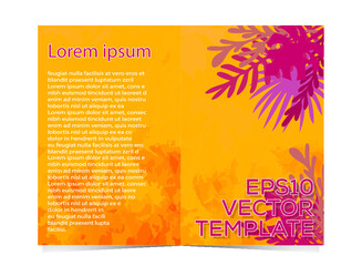 invite brochure with tropical watercolor theme vector art illustration.