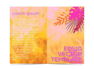 invite brochure with tropical watercolor theme vector art illustration.