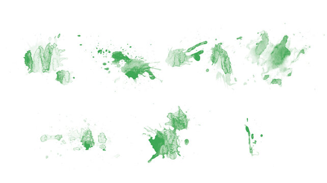 Beautiful green set of paint splash and stains brushes © Александр Ковалёв