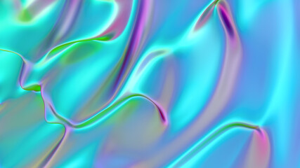Abstract liquid lava. Trendy Aqua menthe neon waves background. Beautiful 3d render for card, banner, poster, wallpaper, web, print