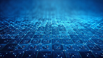 Abstract digital technology background made of particles and small arrow. 3d illustration