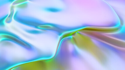 Abstract liquid lava. Trendy Aqua menthe neon waves background. Beautiful 3d render for card, banner, poster, wallpaper, web, print