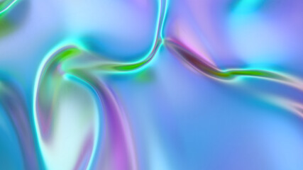 Abstract liquid lava. Trendy Aqua menthe neon waves background. Beautiful 3d render for card, banner, poster, wallpaper, web, print