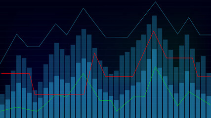 Stock market chart, data change analysis, stock business concept, vector illustration.