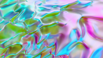 Obraz na płótnie Canvas Abstract liquid lava. Trendy Aqua menthe neon waves background. Beautiful 3d render for card, banner, poster, wallpaper, web, print
