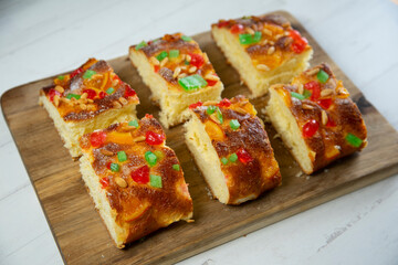 Coca Sant Juan traditional catalan dessert.