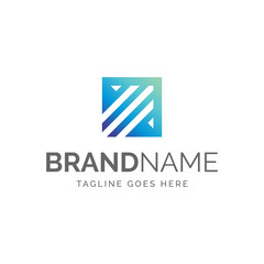 logo of modern abstract arrow lines in square