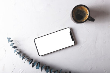 Minimalism style isolated smartphone screen on gray.