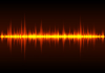 Sound wave vector background. Orange digital equalizer