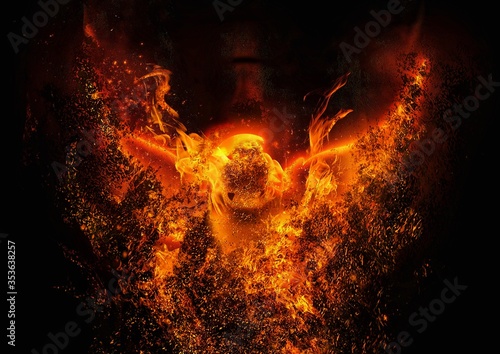 抽象的な火の鳥の3dイラスト Wall Mural Wallpaper Murals K Yu