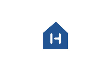 H alphabet letter logo icon for company and business with white blue house design