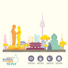 Obraz premium Korea Travel Vector Concept Promotion Travel around the World