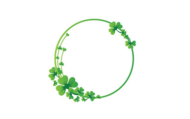 Circle frame of green clover leaf