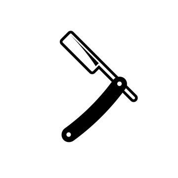 Cut throat razor glyph icon. Clipart image isolated on white background