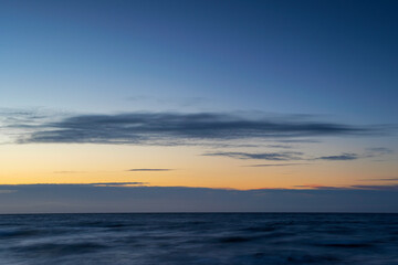 Winter Sunset With Cloudy Horizon, Long Exposure