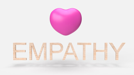 pink hearth and empathy wood text 3d rendering for background content.