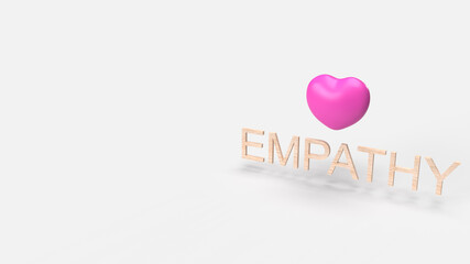 pink hearth and empathy wood text 3d rendering for background content.