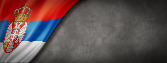 Serbian Flag Concrete Wall Banner