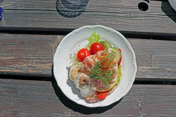 Shrimp sandwhich isolated on a table