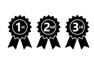 1st 2nd 3rd place ribbon silhouette icon. Clipart image isolated on white background