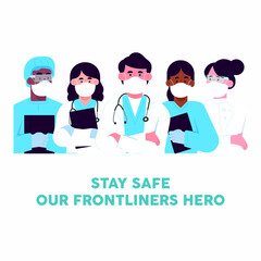 Supporting frontline workers during covid-19 pandemic and with quotes.