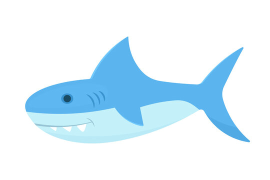 Cute kawaii shark. Clipart image isolated on white background