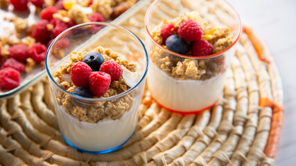 Yogurt with berries and muesli