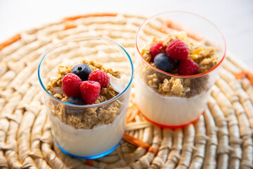 Yogurt with berries and muesli