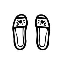Doodle illustration of sneakers. Image of a women's pair of shoes for summer and home. White background.