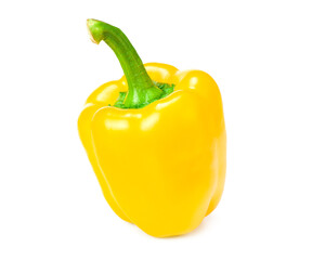 one yellow sweet bell pepper isolated on white background