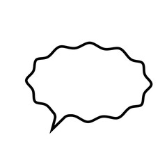 Wavy speech bubble outline icon. Clipart image isolated on white background