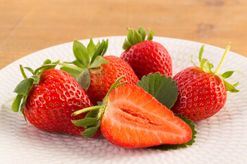 Fresh strawberry  on white plate