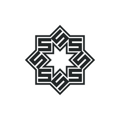 S letter 8 pointed star icon vector logo