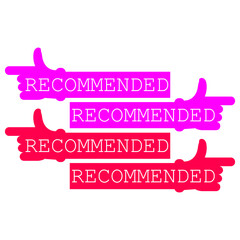 Recommended. Arrow hand,  pointer to the left and to the right. Thumb up and forefinger. Pink and red color. Vector illustration on white background.