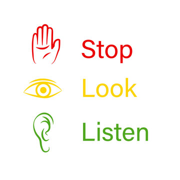pics Look Listen And Learn Clipart https stock adobe com sk images stop look listen poster clipart image isolated on white background 353644853 start checkout 1 content id 353644853