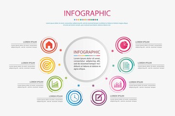 Fototapeta na wymiar Timeline infographics design vector and marketing icons. Business concept with 8 options, steps or processes .