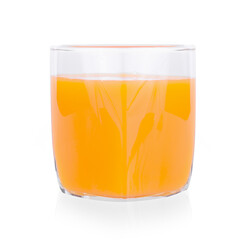 glass of orange juice on white background